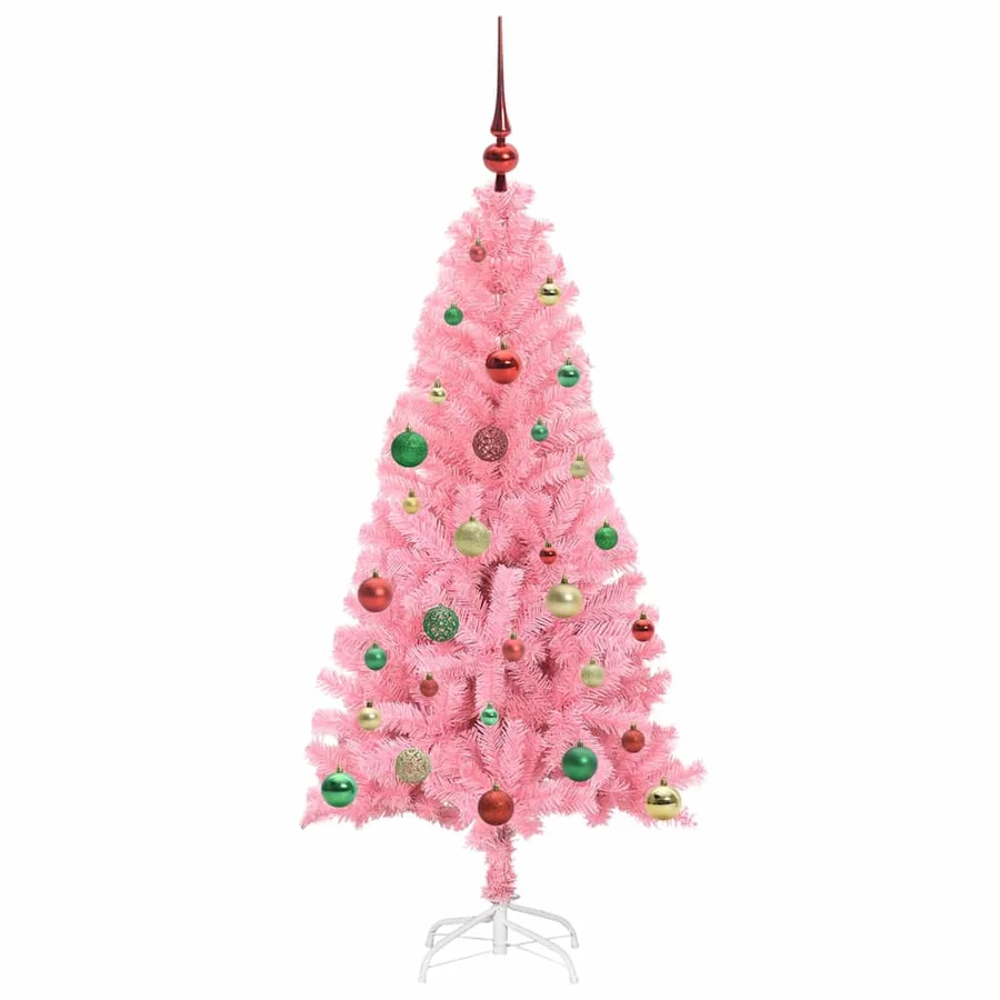 Sapin de Noël avec 150 LED avec support Rose 150 cm PVC - 6