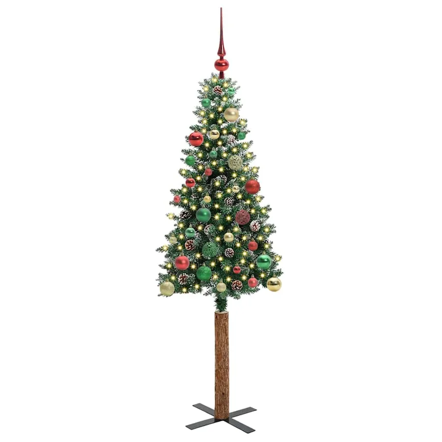 Sapin de Noël mince Vert 150 cm PVC et bois de pin massif - 3