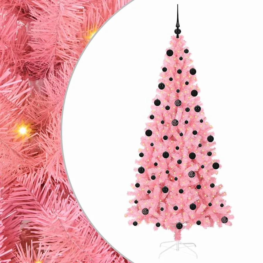 Sapin de Noël avec 300 LED avec support Rose 210 cm PVC - 2