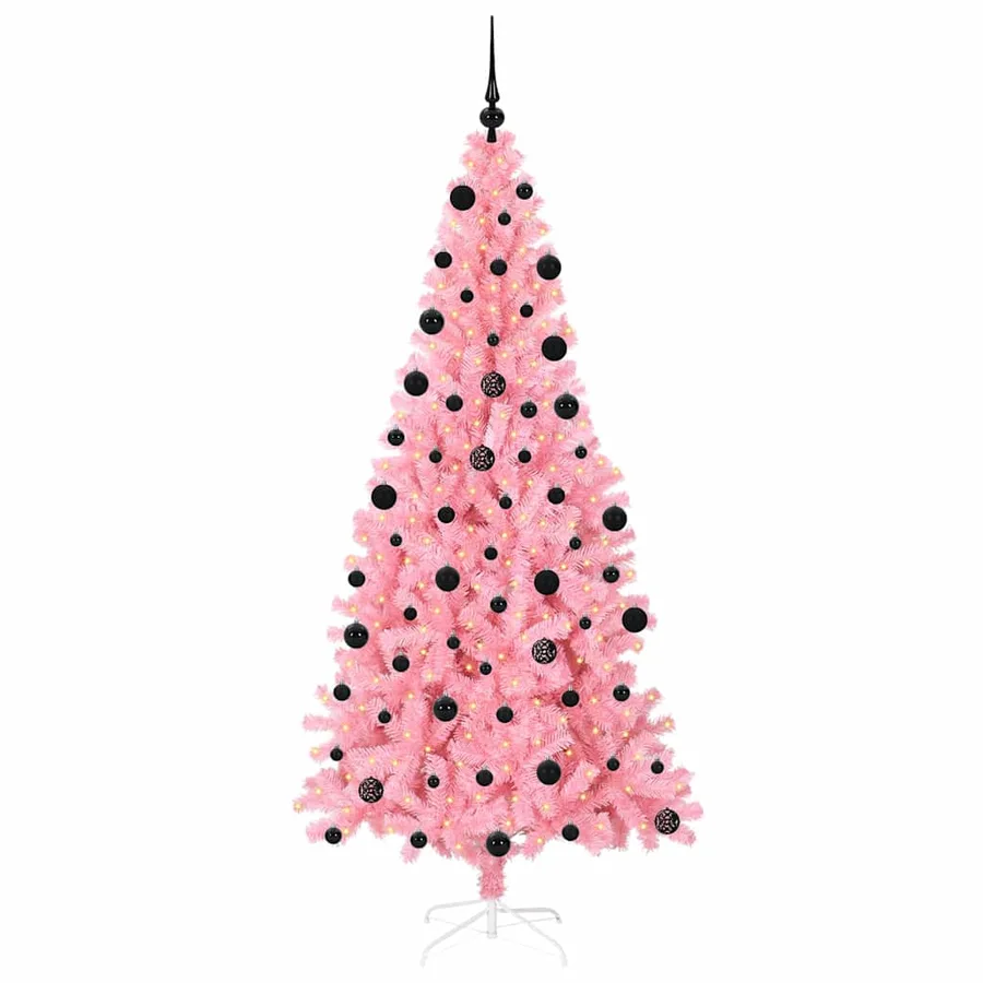 Sapin de Noël avec 300 LED avec support Rose 210 cm PVC - 3
