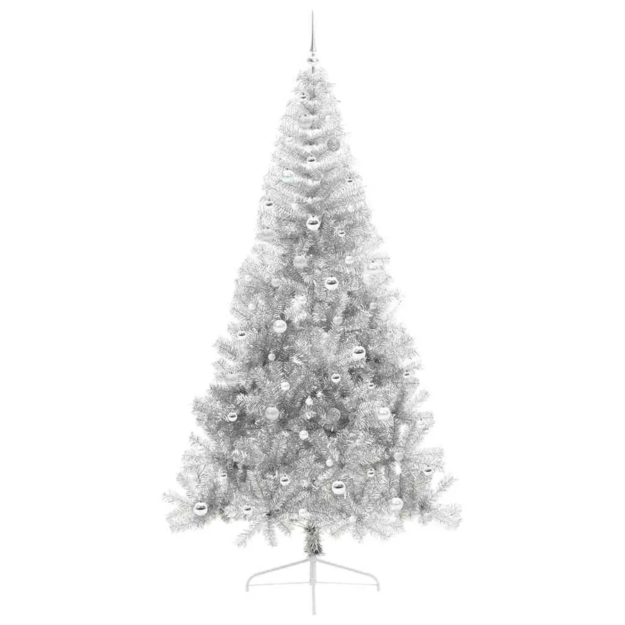Sapin de Noël artificiel pré-éclairé Argent 240 cm PET - 4