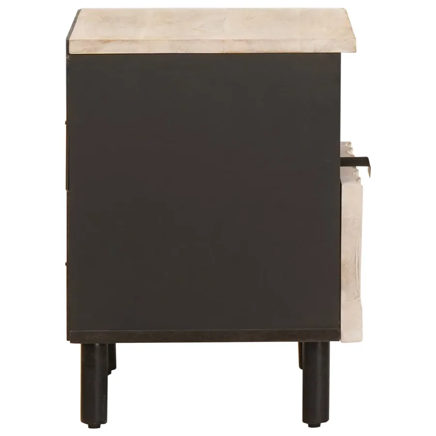 Cabinet de chevet Blanc 40 x 33 x 46 cm Bois de mangue massif - 5