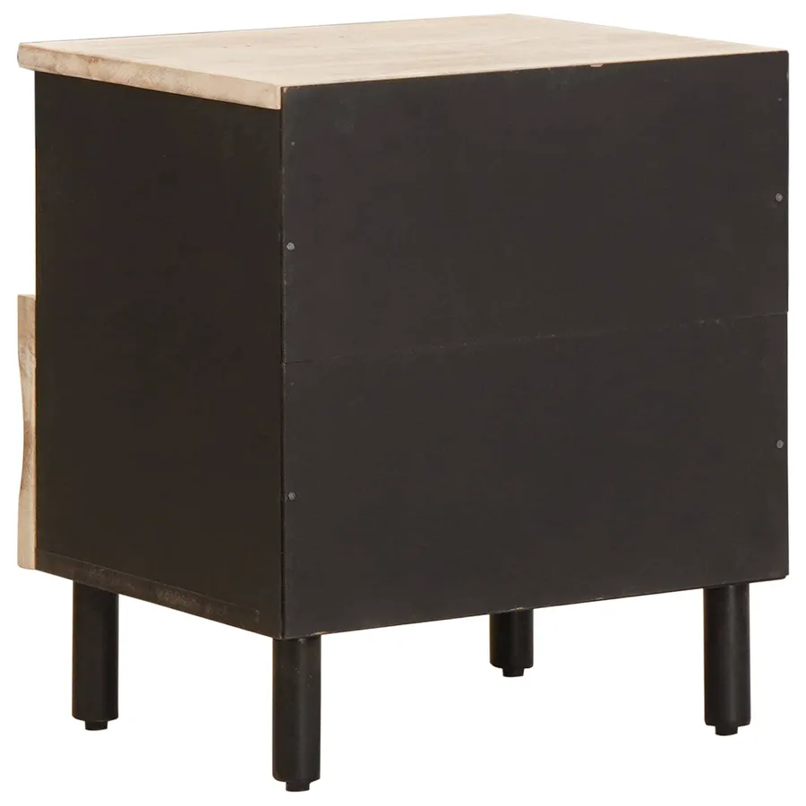 Cabinet de chevet Blanc 40 x 33 x 46 cm Bois de mangue massif - 6
