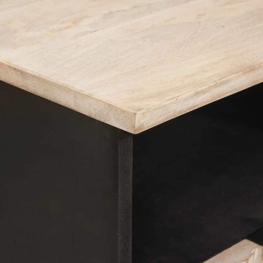 Cabinet de chevet Blanc 40 x 33 x 46 cm Bois de mangue massif - 7