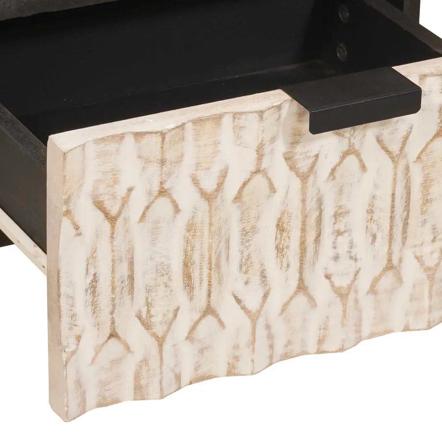 Cabinet de chevet Blanc 40 x 33 x 46 cm Bois de mangue massif - 8