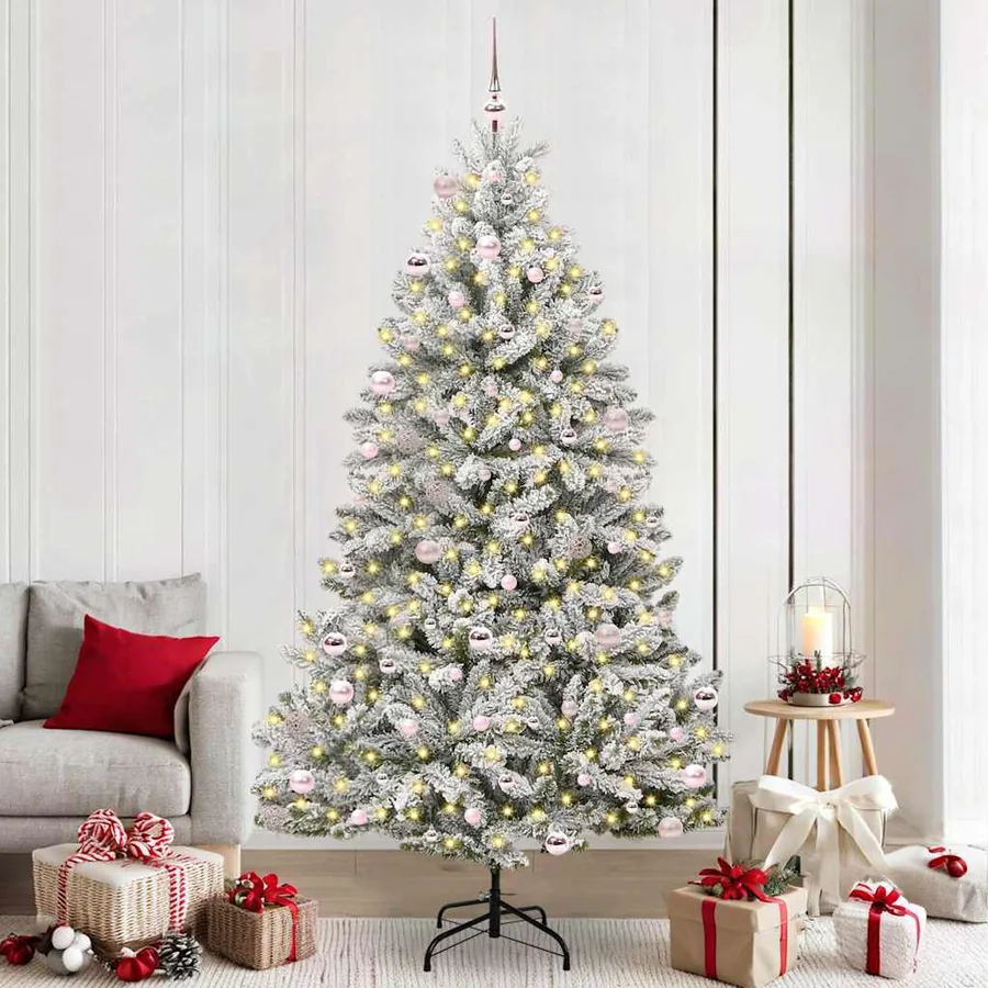 Sapin de Noël artificiel Vert et blanc 240 cm PVC et métal