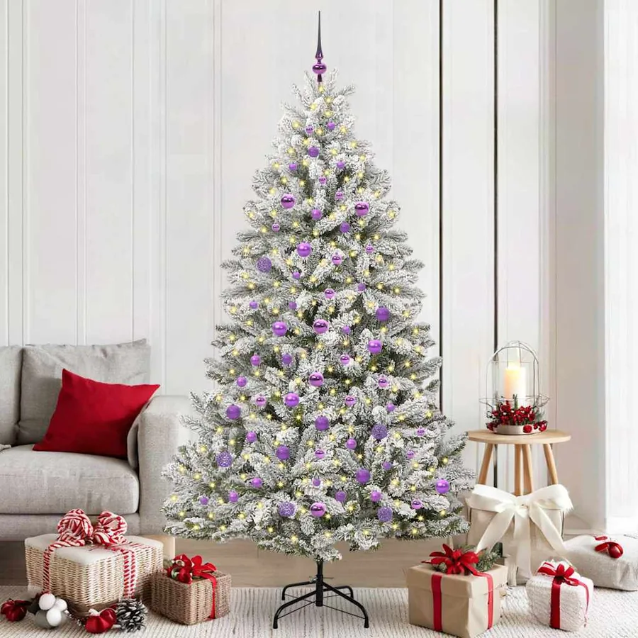 Sapin de Noël artificiel Vert et blanc 210 cm PVC et métal