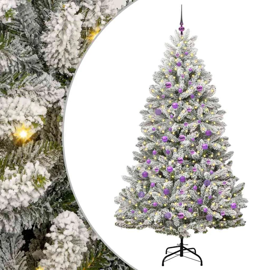 Sapin de Noël artificiel Vert et blanc 210 cm PVC et métal - 2