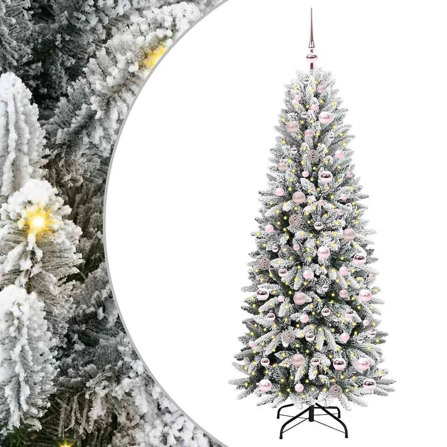 Sapin de Noël artificiel avec 300 LED avec support Blanc 180 cm - 2