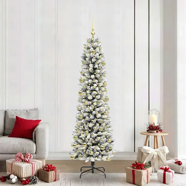 Sapin de Noël artificiel Blanc 210 cm PVC, métal et plastique