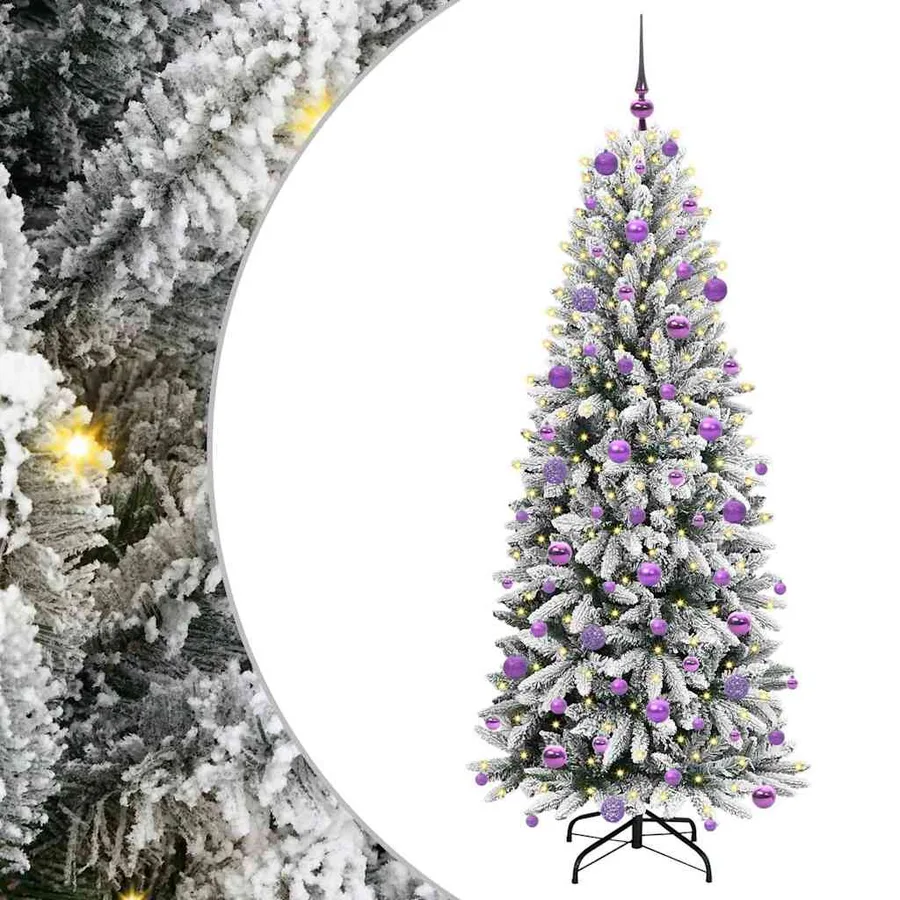 Sapin de Noël artificiel avec 300 LED avec support Blanc 180 cm - 2