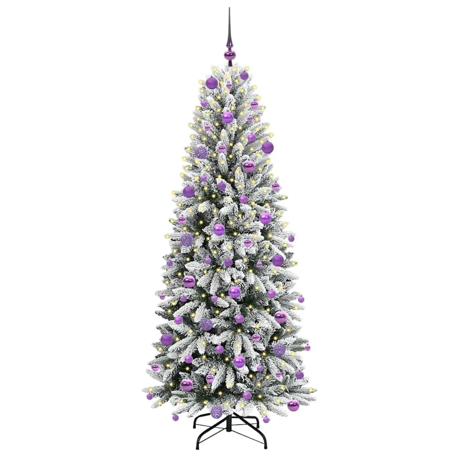 Sapin de Noël artificiel avec 300 LED avec support Blanc 180 cm - 3