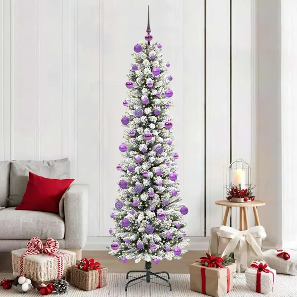 Sapin de Noël artificiel Blanc 210 cm PVC, métal et plastique