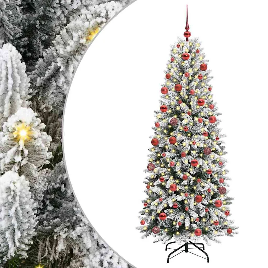 Sapin de Noël artificiel avec 300 LED avec support Blanc 180 cm - 2