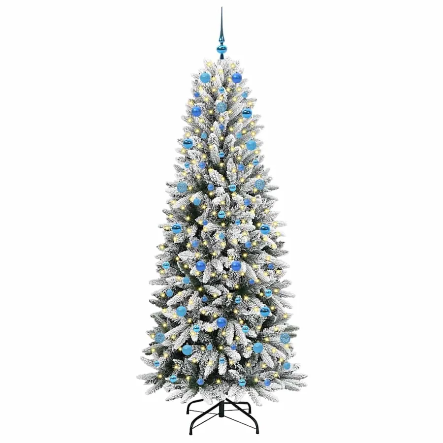 Sapin de Noël artificiel avec 300 LED avec support Blanc 210 cm - 3