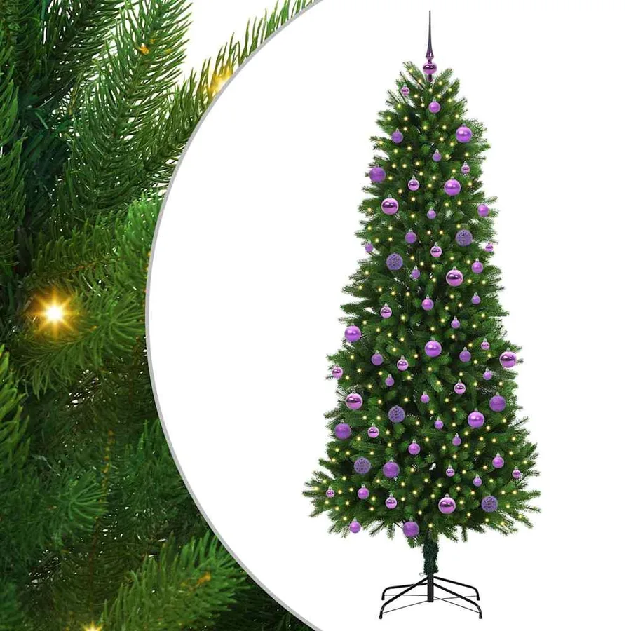 Sapin de Noël avec 300 LED avec support Vert 240 cm PE - 2