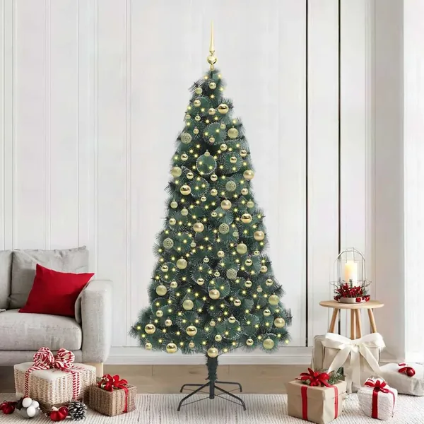 Sapin de Noël artificiel pré-éclairé avec ensemble de boules