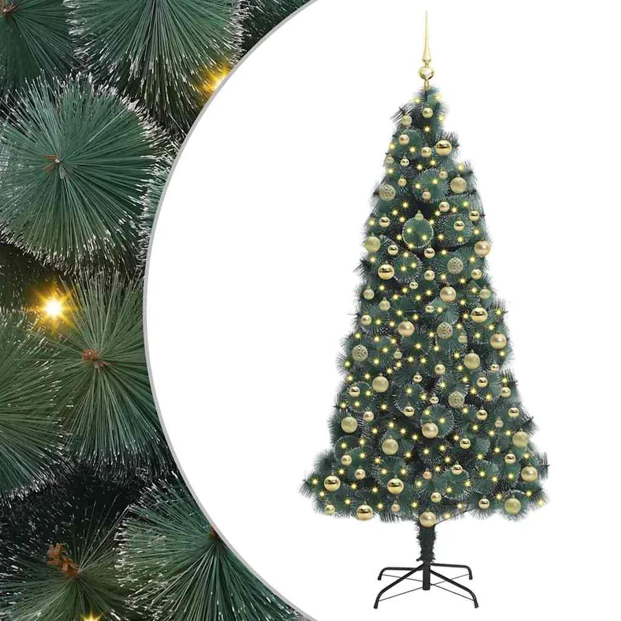 Sapin de Noël artificiel pré-éclairé avec ensemble de boules - 2