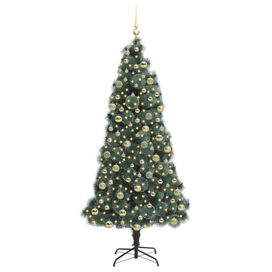 Sapin de Noël artificiel pré-éclairé avec ensemble de boules - 3