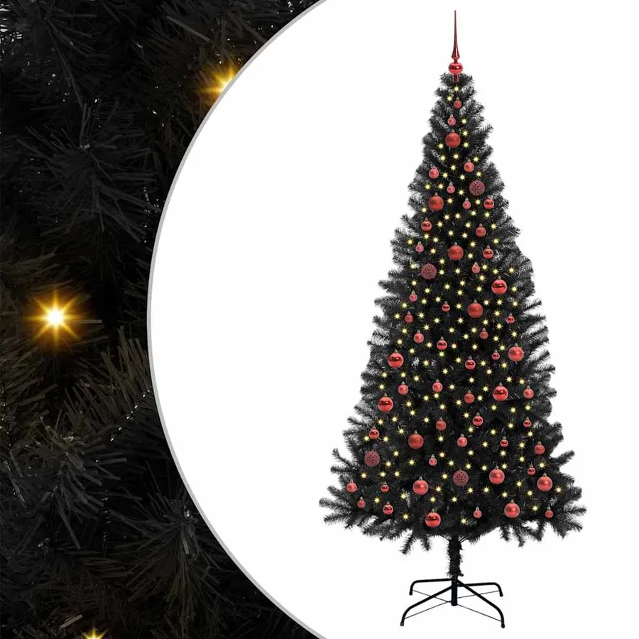 Sapin de Noël avec 300 LED avec support Noir 210 cm PVC - 2
