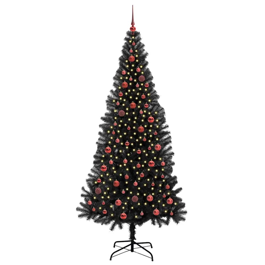 Sapin de Noël avec 300 LED avec support Noir 210 cm PVC - 3