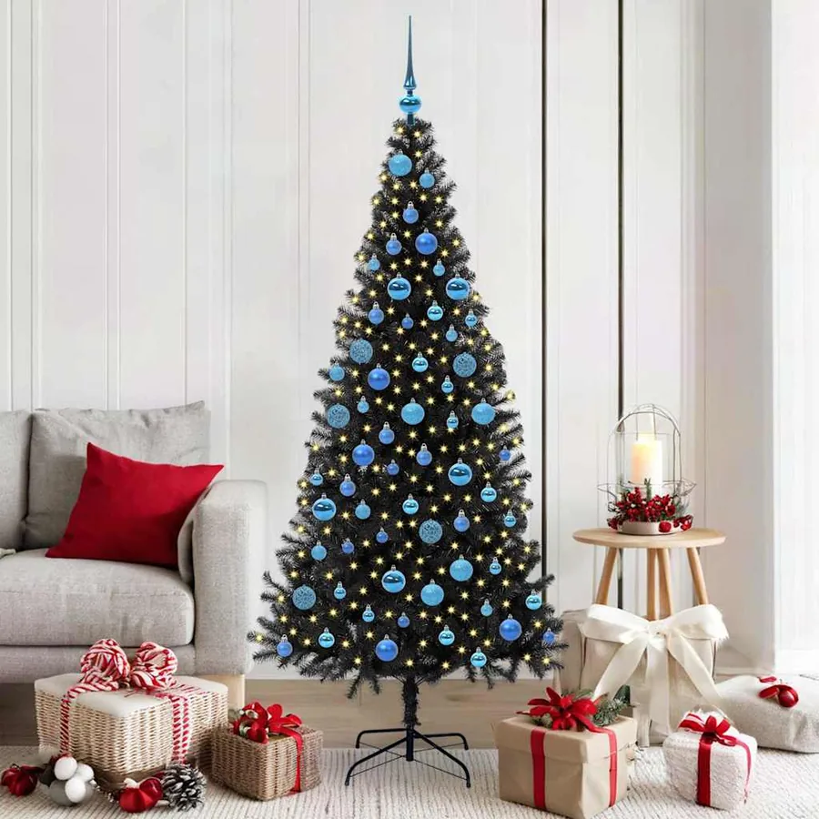 Sapin de Noël avec 300 LED avec support Noir 180 cm PVC