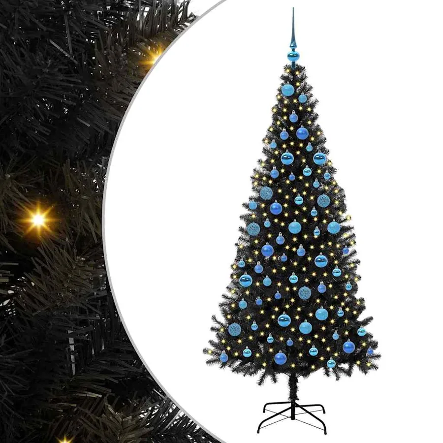 Sapin de Noël avec 300 LED avec support Noir 180 cm PVC - 2