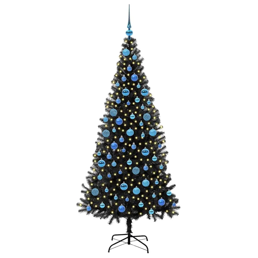Sapin de Noël avec 300 LED avec support Noir 180 cm PVC - 3
