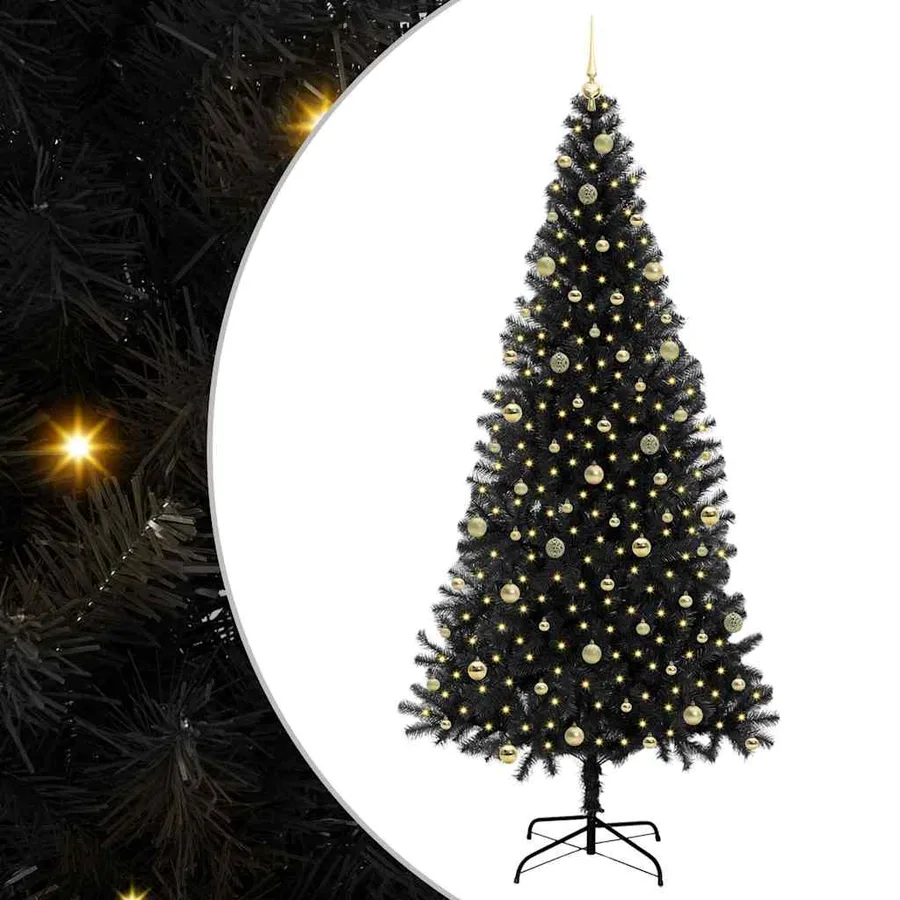 Sapin de Noël avec 300 LED avec support Noir 240 cm PVC - 2
