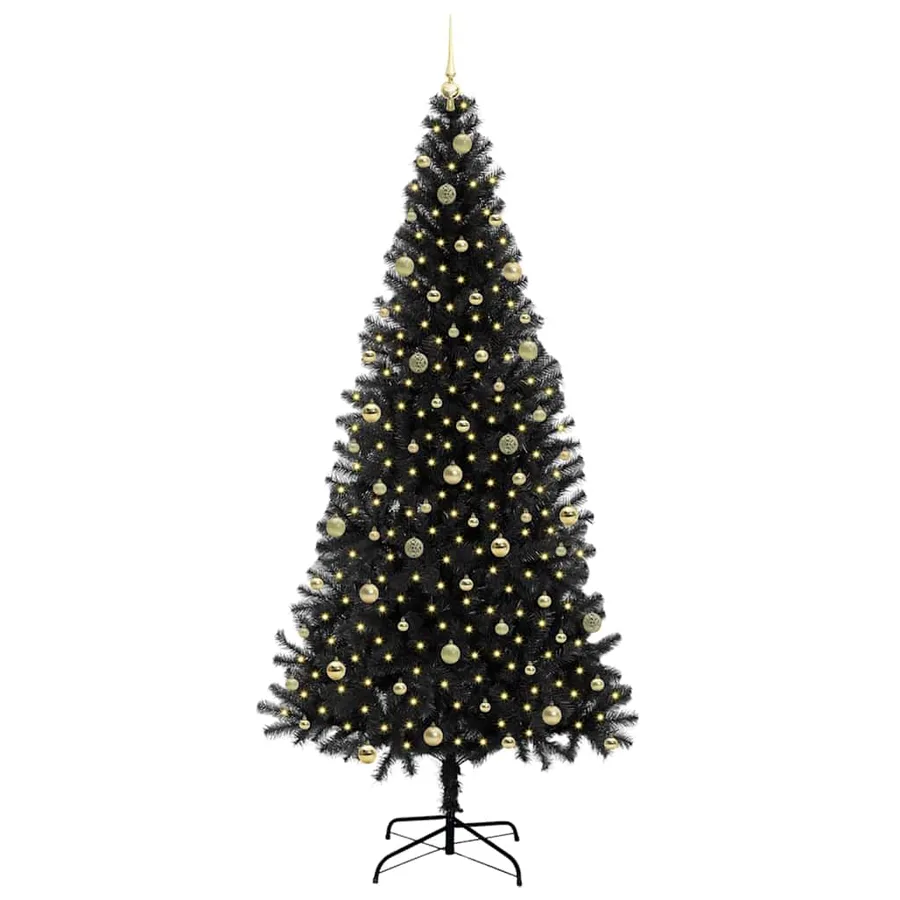 Sapin de Noël avec 300 LED avec support Noir 240 cm PVC - 3