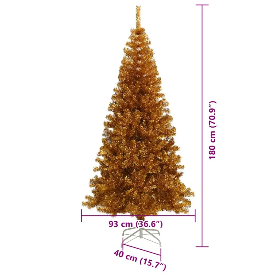 Sapin de Noël avec 300 LED avec support Doré 180 cm PET - 14