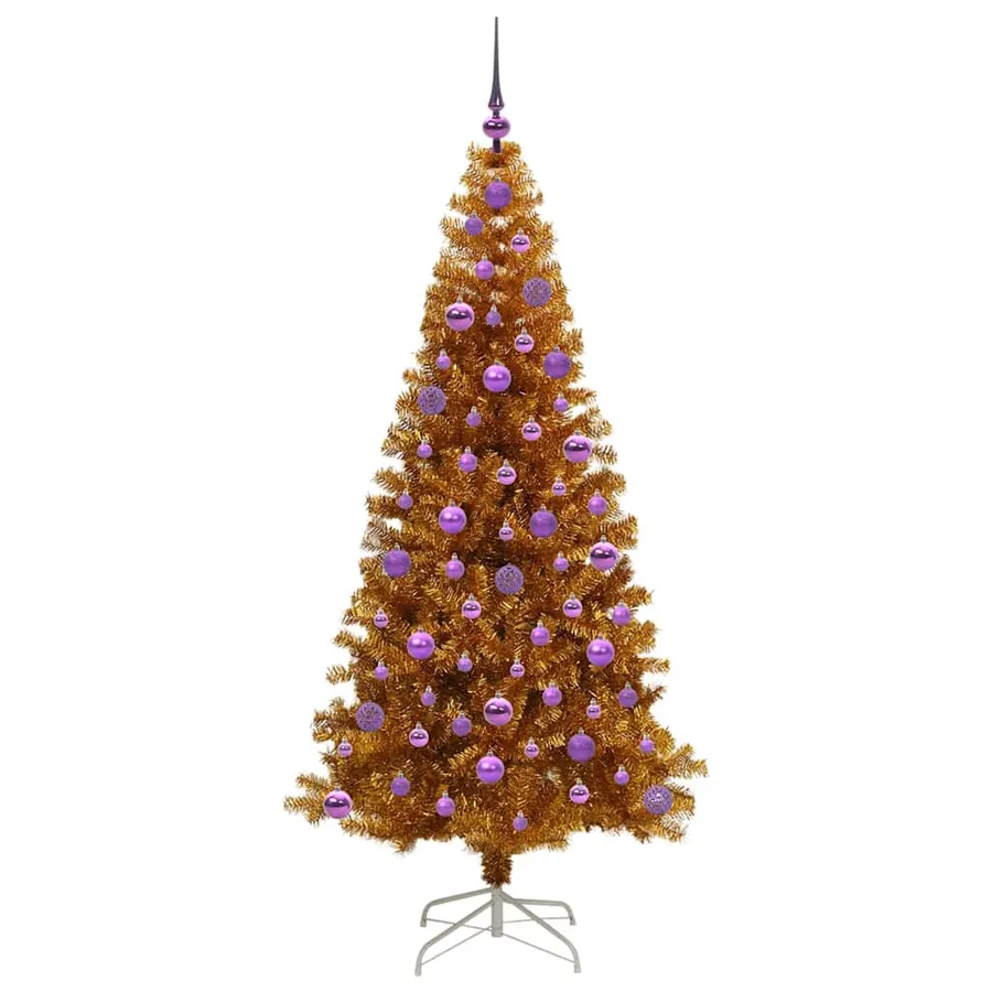 Sapin de Noël avec 300 LED avec support Doré 180 cm PET - 4