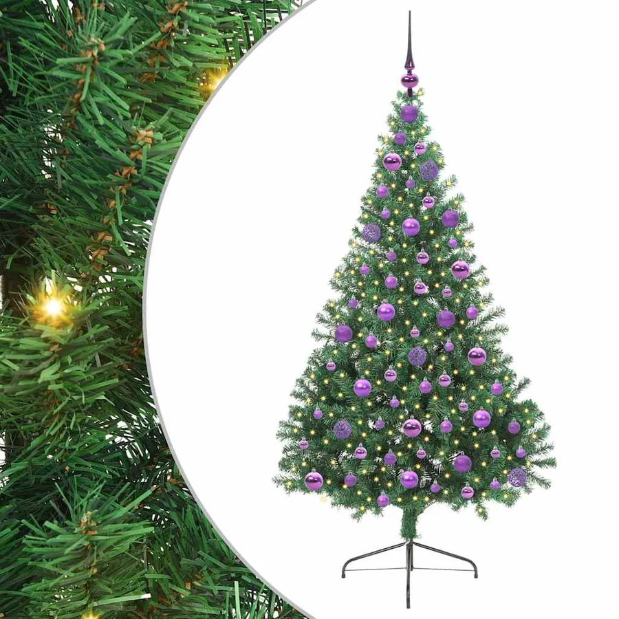 Sapin de Noël artificiel pré-éclairé Vert 180 cm PVC - 2