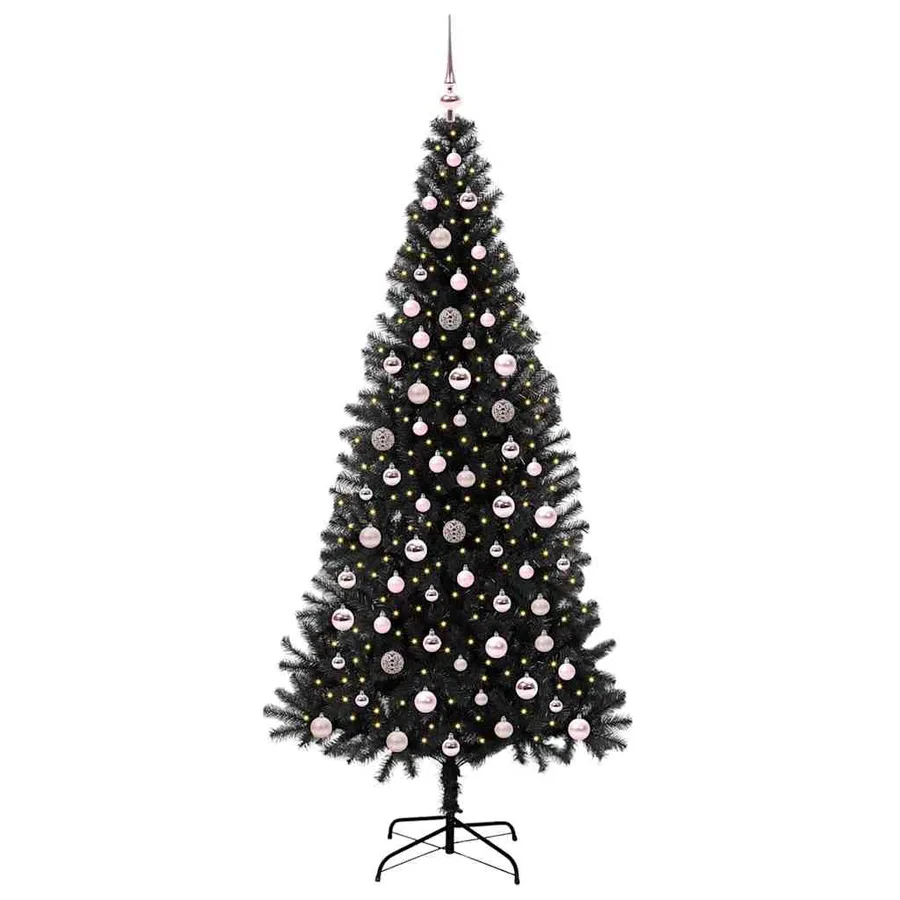 Sapin de Noël avec 300 LED avec support Noir 240 cm PVC - 3