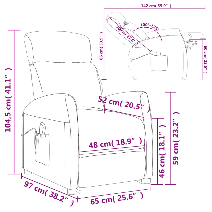 Fauteuil Violet Tissu - 11