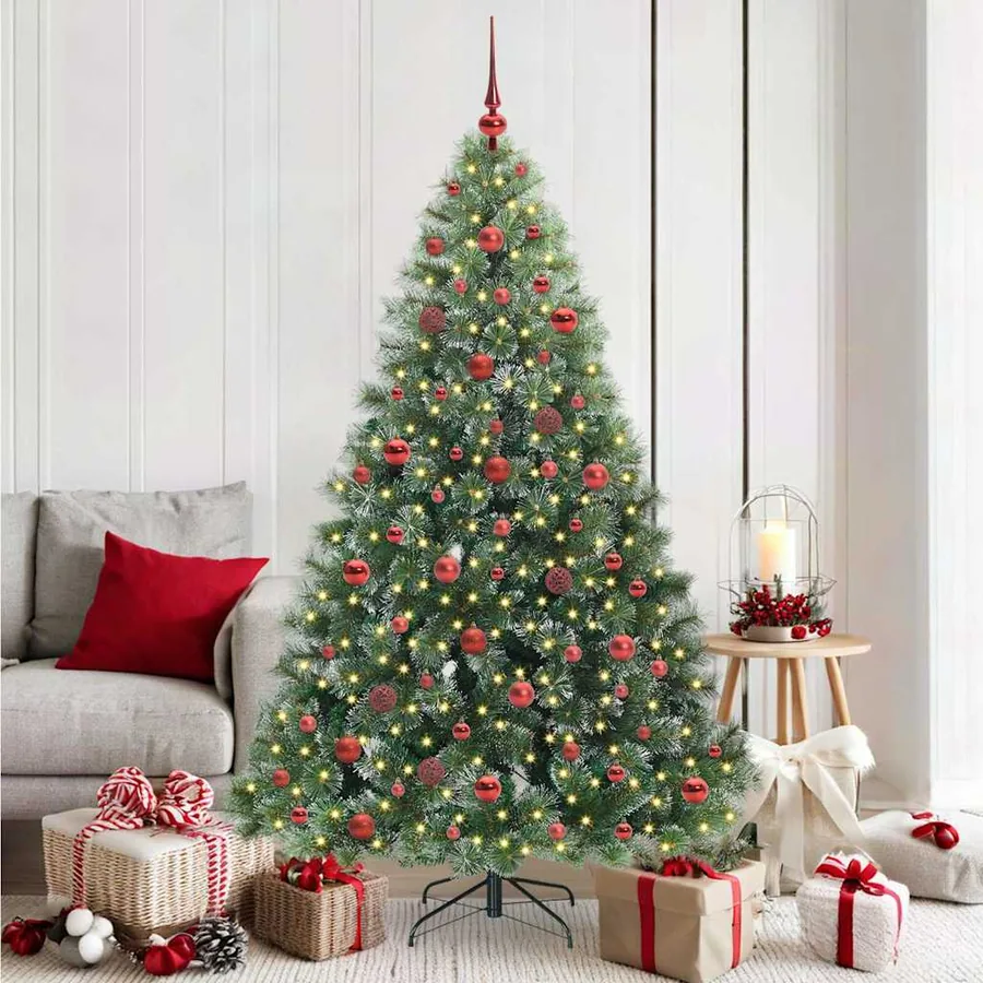 Sapin de Noël artificiel avec 300 LED Vert 180 cm PE et PVC