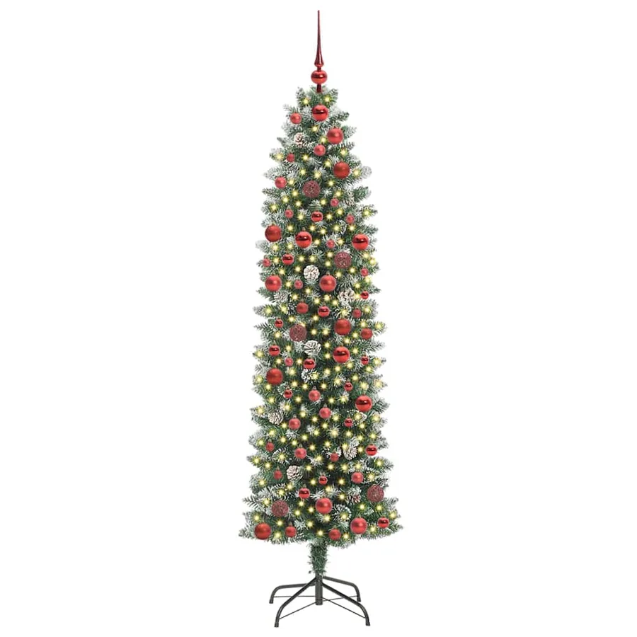 Arbre de Noël artificiel slim avec 300 LED Vert et blanc 180 cm - 3