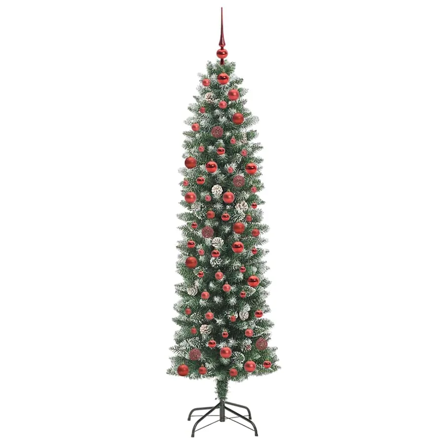 Arbre de Noël artificiel slim avec 300 LED Vert et blanc 180 cm - 4