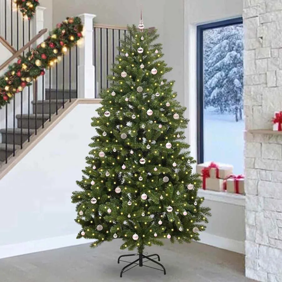 Sapin de Noël artificiel avec 300 LED Vert 270 cm PVC et métal