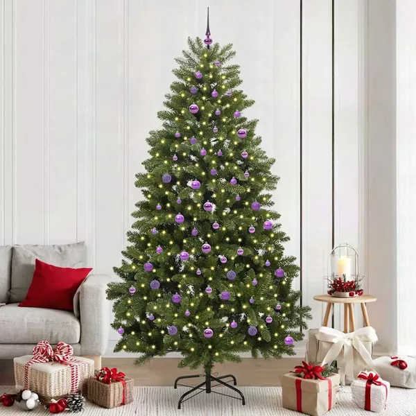 Sapin de Noël artificiel avec 300 LED Vert 240 cm PVC et métal