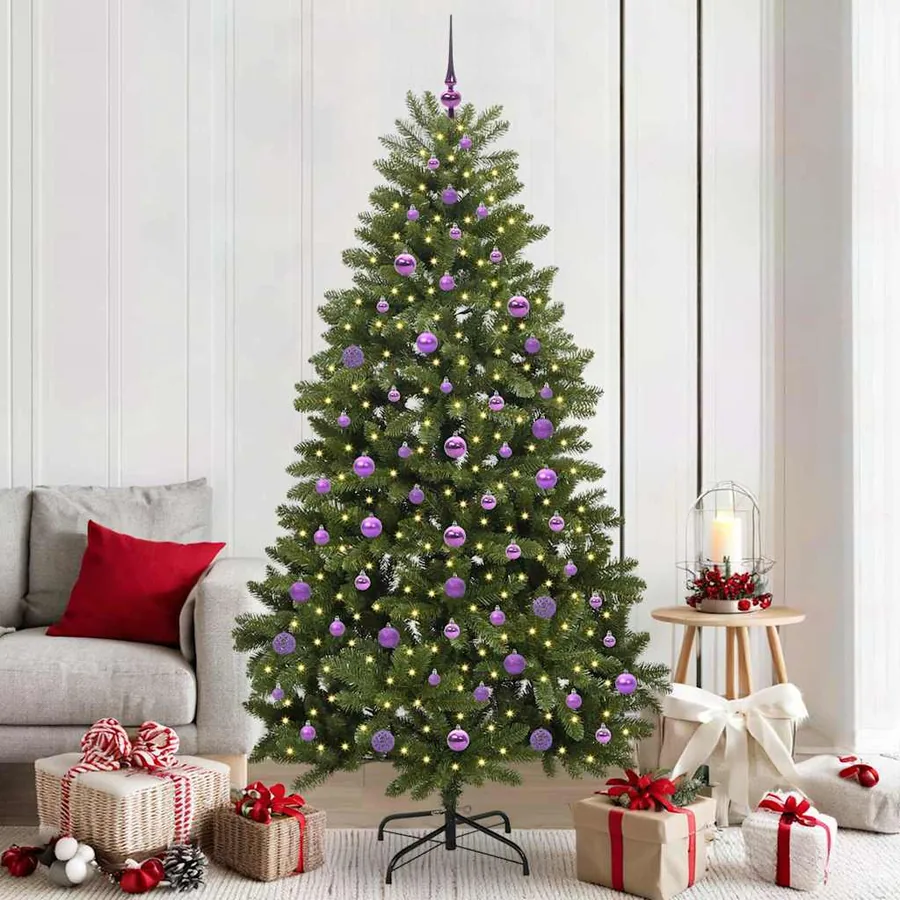 Sapin de Noël artificiel avec 300 LED Vert 210 cm PVC et métal