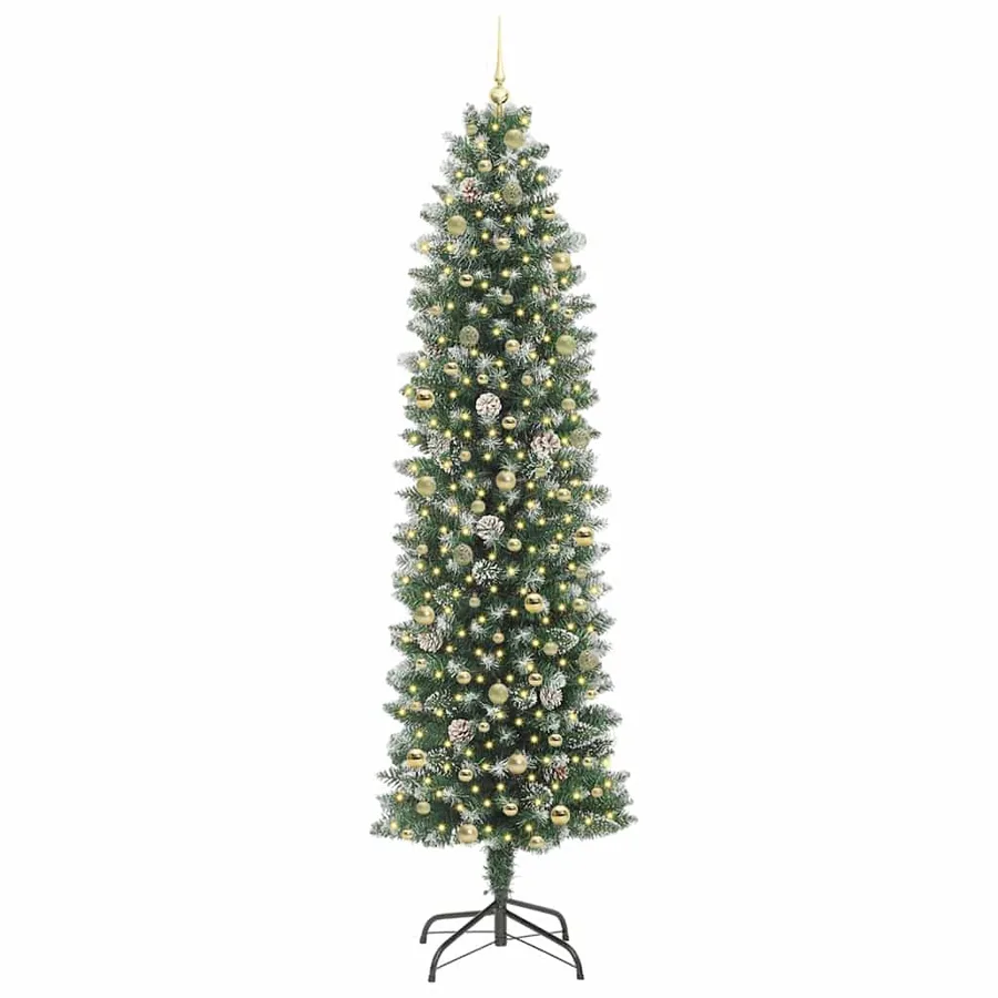 Arbre de Noël artificiel slim avec 300 LED Vert et blanc 240 cm - 3