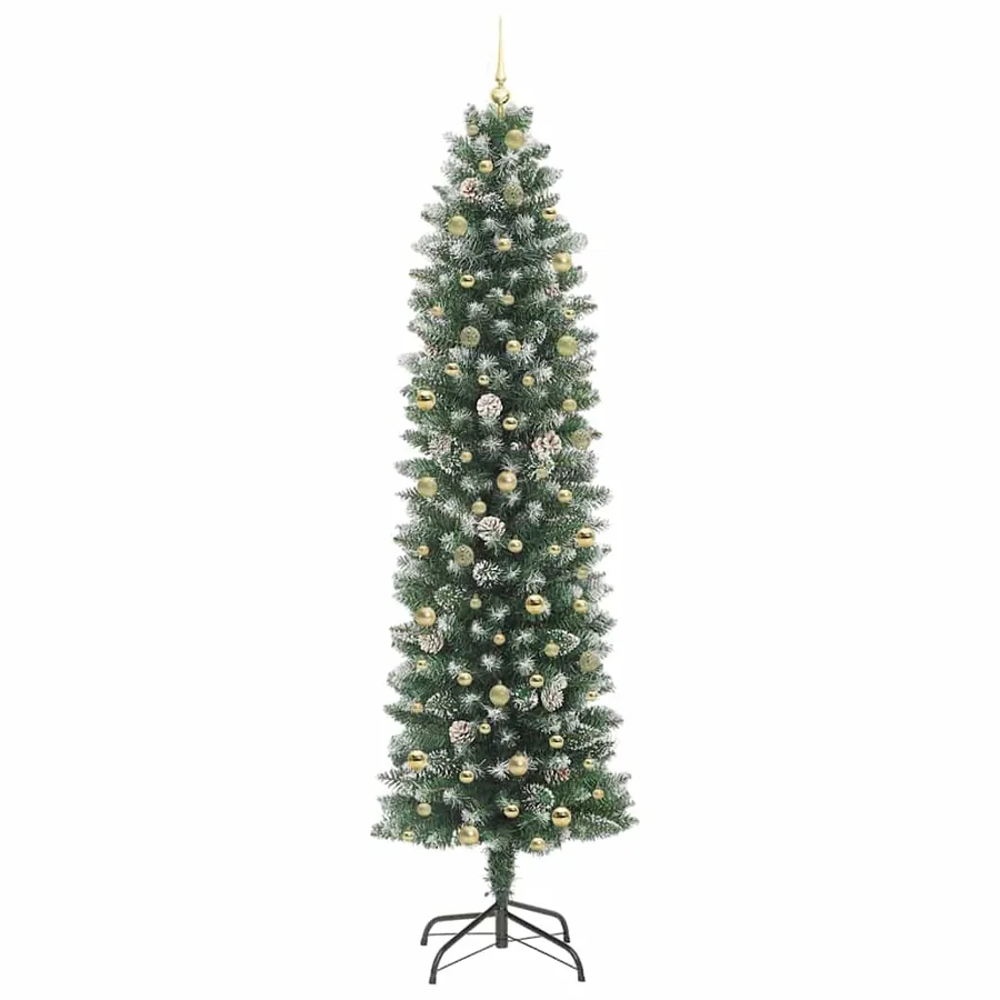 Arbre de Noël artificiel slim avec 300 LED Vert et blanc 240 cm - 4