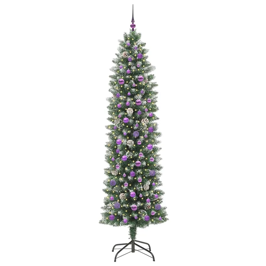 Arbre de Noël artificiel slim avec 300 LED Vert et blanc 240 cm - 3