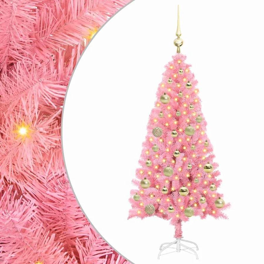 Sapin de Noël avec 150 LED avec support Rose 120 cm PVC - 2