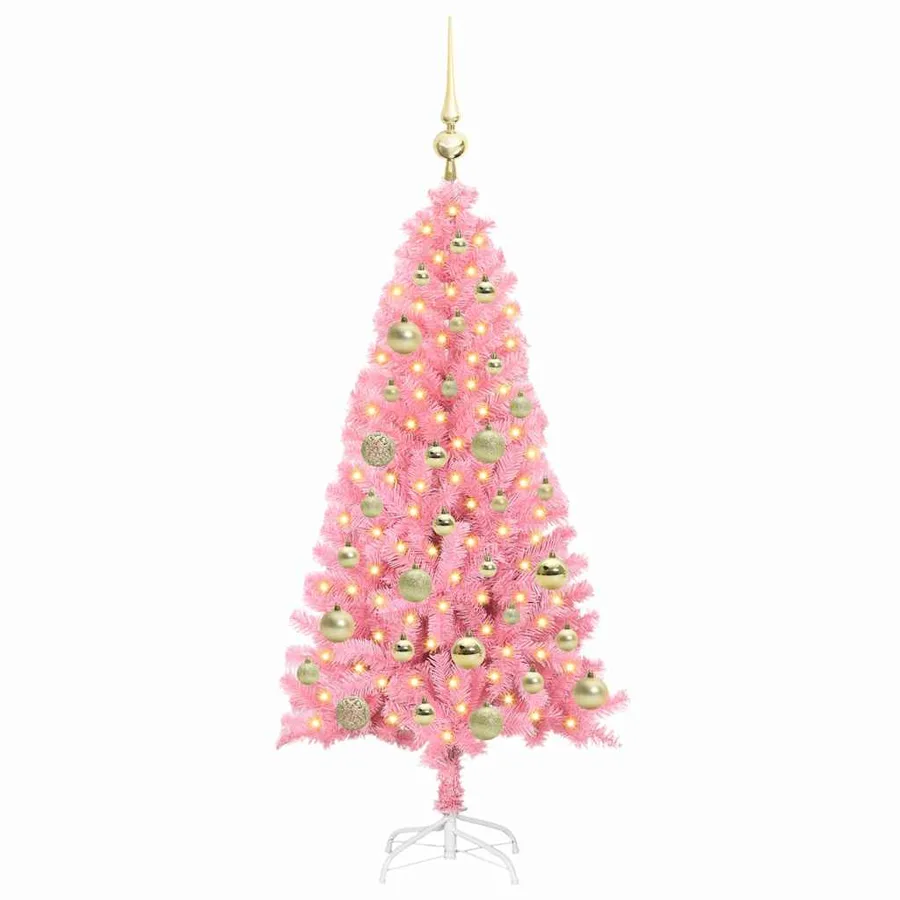 Sapin de Noël avec 150 LED avec support Rose 120 cm PVC - 3