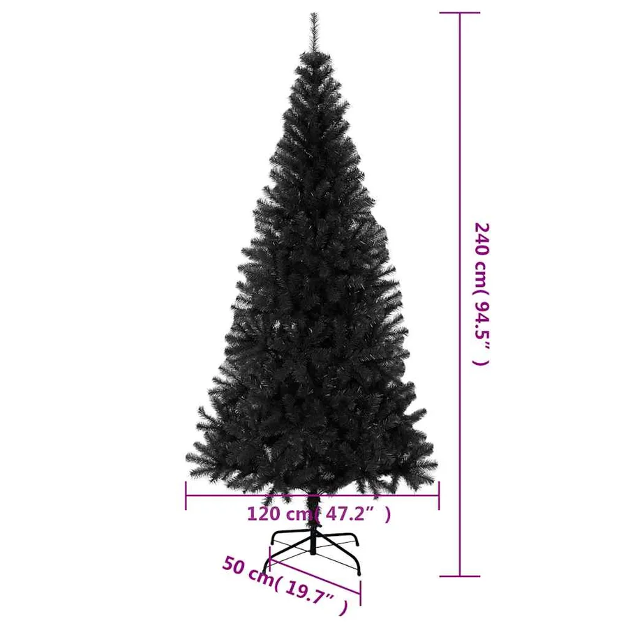 Sapin de Noël artificiel avec support noir 240 cm PVC - 6