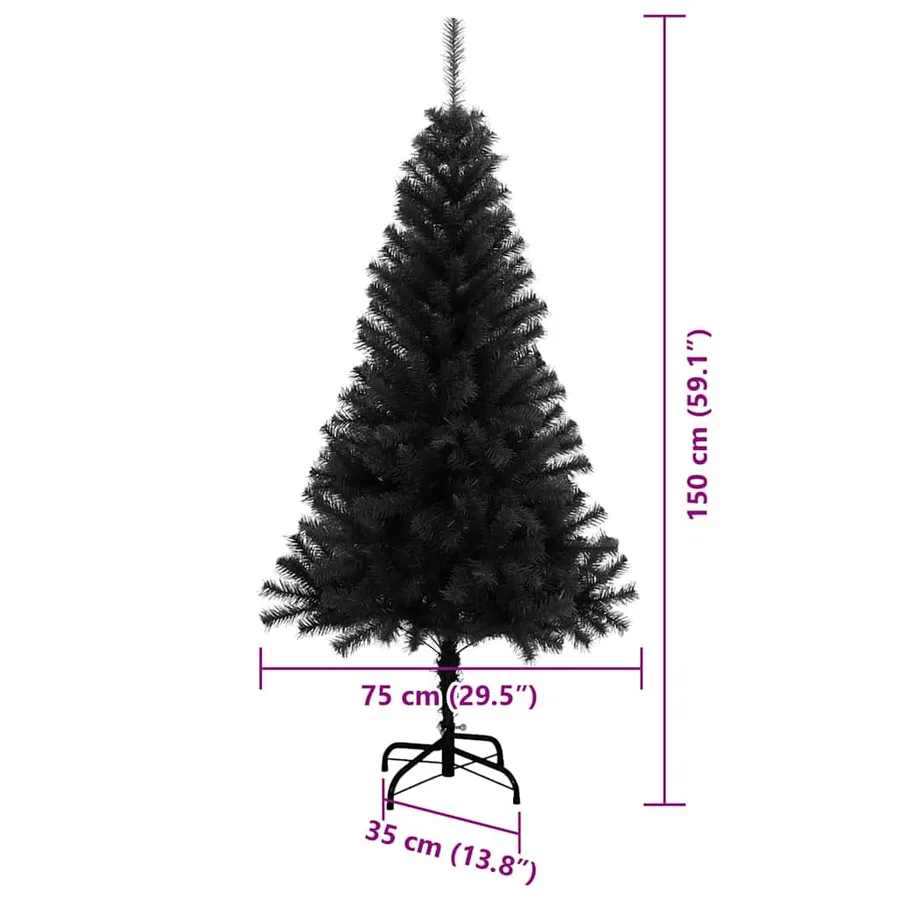 Sapin de Noël avec 150 LED avec support Noir 150 cm PVC - 16