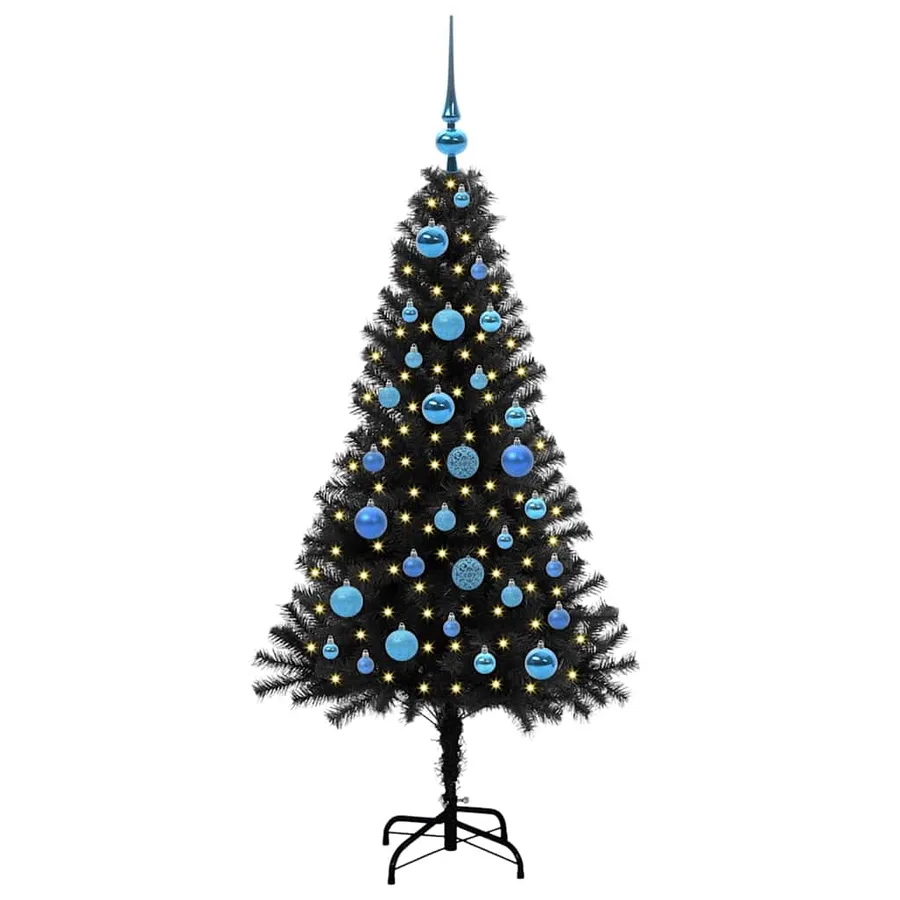 Sapin de Noël avec 150 LED avec support Noir 150 cm PVC - 3