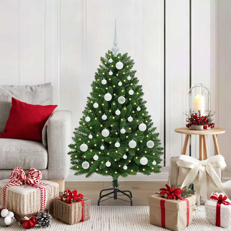 Sapin de Noël artificiel avec 150 LED Vert 120 cm PVC et métal